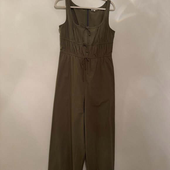 Rebecca Taylor | Full-Length Poplin Romper Dark Olive Size 6 - Picture 2 of 4